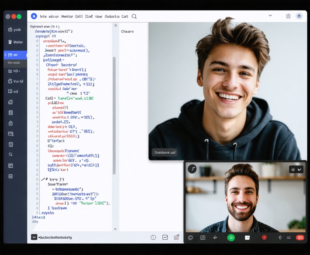 Mentoring-Session per Video-Call zwischen einem Experten und einem Studenten